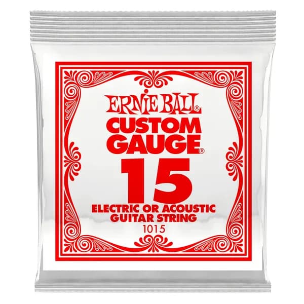 Струна для акустической и электрогитары Ernie Ball P01015 Custom gauge, сталь, калибр 15