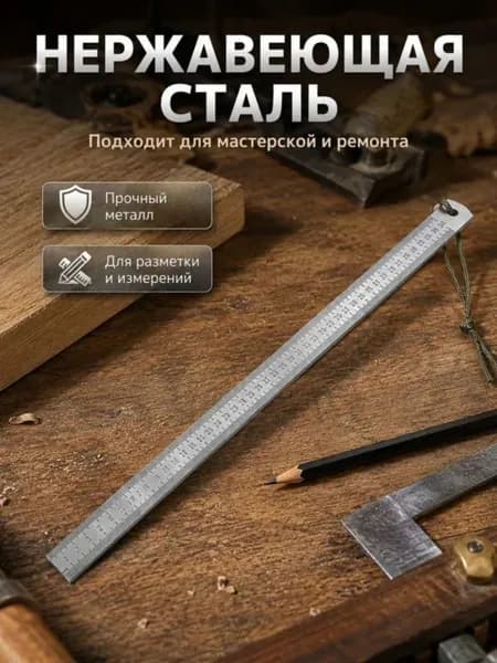 Металлическая линейка 50 см, прочная стальная для измерений и черчения