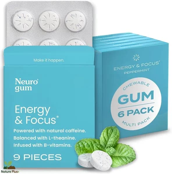 Жвачка NeuroGum Energy с кофеином и L теанином для энергии и фокуса, без сахара 54 шт мята CO863