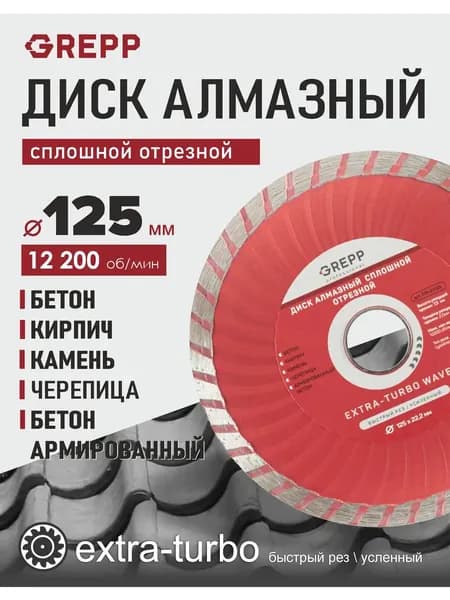 Диск алмазный сплошной отрезной 125мм 22мм