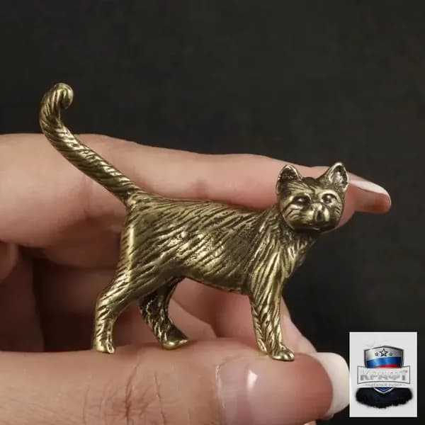 Винтажная статуэтка котенка из латуни