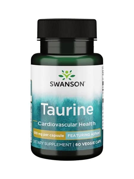 Swanson, Taurine, Таурин 500мг, 60 капсул, Аминокислота для сердца и сосудов, нервной системы и выносливости