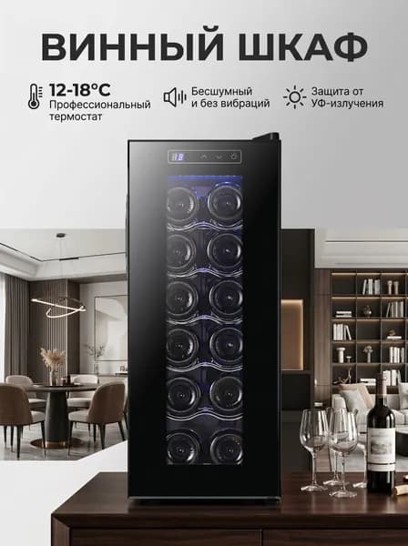 Винный шкаф может вместить 12 бутылок