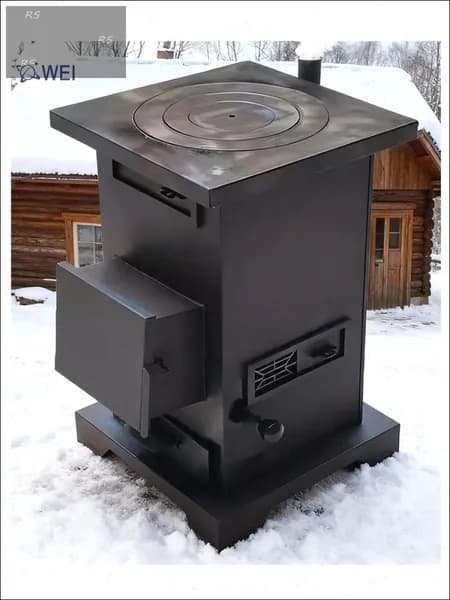 Отопительная дровяная чугунная печь для дома и дачи, гаража, теплице, длительное горение