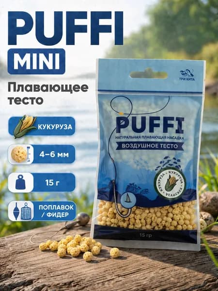 Плавающая насадка PUFFI MINI (4-6 мм), Кукуруза - воздушное тесто для рыбалки, карась, карп, фидер, поплавок, донка