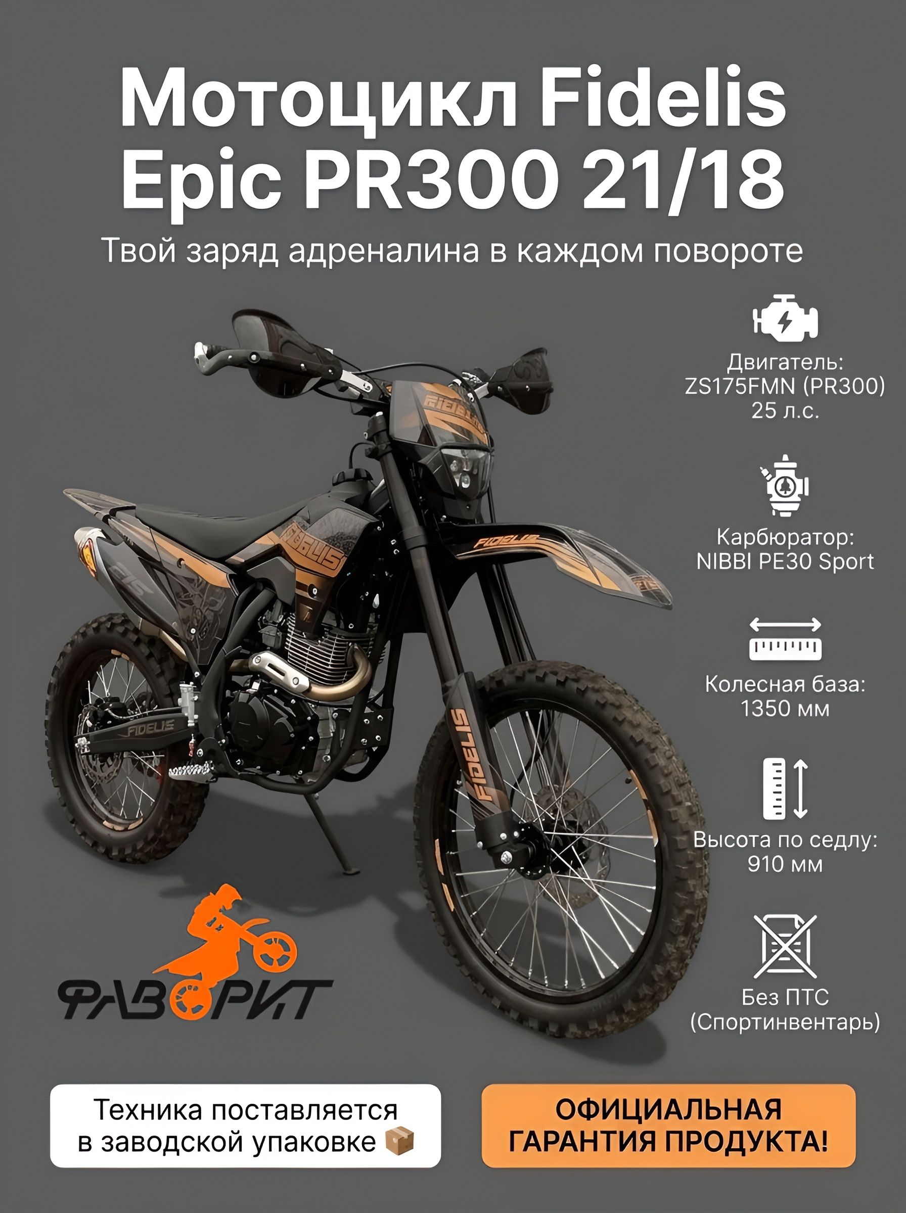 Мотоцикл Fidelis Epic PR300 21/18