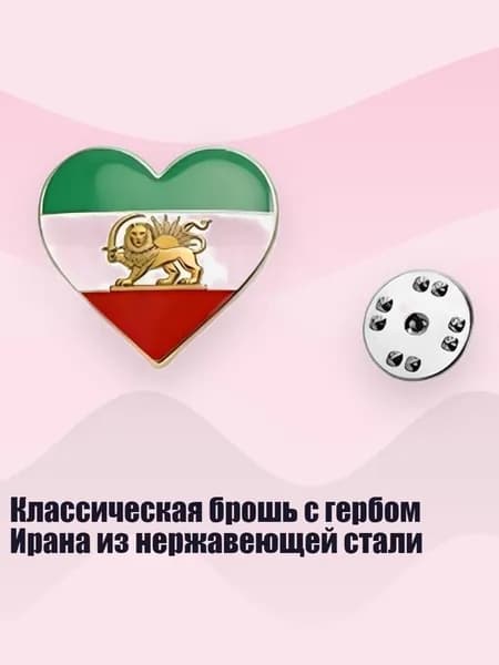 Классическая брошь с гербом Ирана из нержавеющей стали, Серебро - Любовь