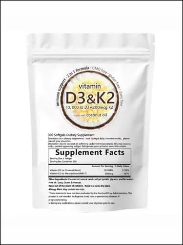 Эксклюзивные мягкие капсулы 300 шт с 10000 МЕ D3 и 200 мкг K2