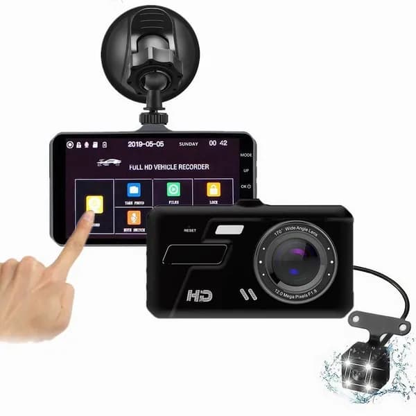 Видеорегистратор 4" 170 градусов 1080p X500 с датчиком движения и двумя камерами / с камерой заднего вида /