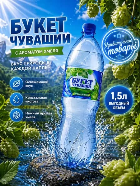 Вода "Букет Чувашии" С Ароматом Хмеля Газированная, 1,5л. 6шт