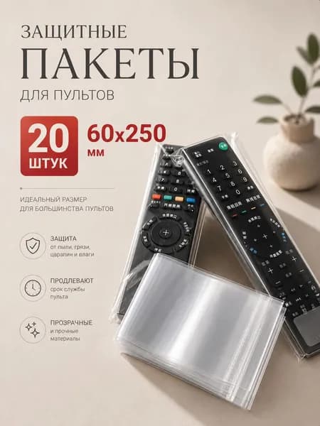 Чехол для пульта телевизора универсальный / Термоусадочная пленка 20 шт