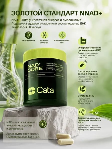 NAD+ 250mg: Капсулы для клеточной энергии и омоложения Поддержка Healthy Aging и восстановления ДНК 60 капсул Технология