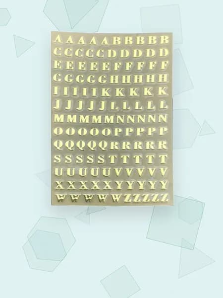 Наклейки металлизированные с блестками, буквы A-Z, - 1