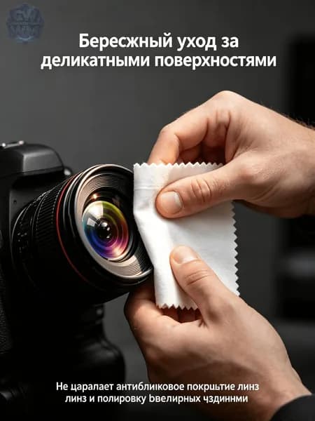 Салфетка для чистки очков из замши в индивидуальной упаковке, 6х8 см, для экранов телефона, камер и украшений