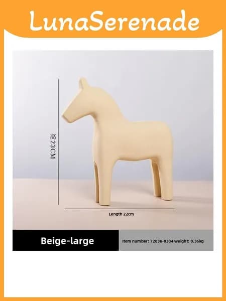 handcrafted wooden horse ornament with colorful painting for housewarming and party use бежевый 23см