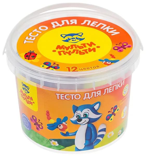 Тесто для лепки Мульти-пульти Енот В Деревне, 12 цветов