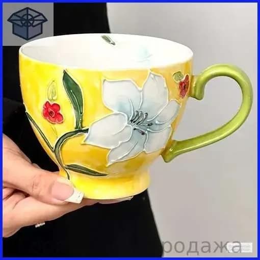 Чашка чайная фарфоровая, кружка, ручная роспись, барановка, ссср