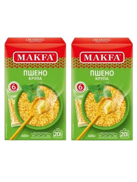 Макфа Пшено Шлифованное в пакетиках, 2шт по 400гр