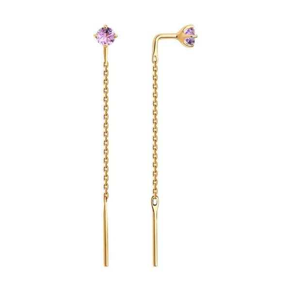 Золотые серьги DIAMANT-ONLINE с аметистом 585 пробы