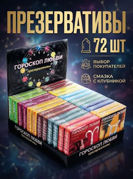 Презервативы Гороскоп любви №3 с ароматом клубники, ультратонкие 72шт (24*3)