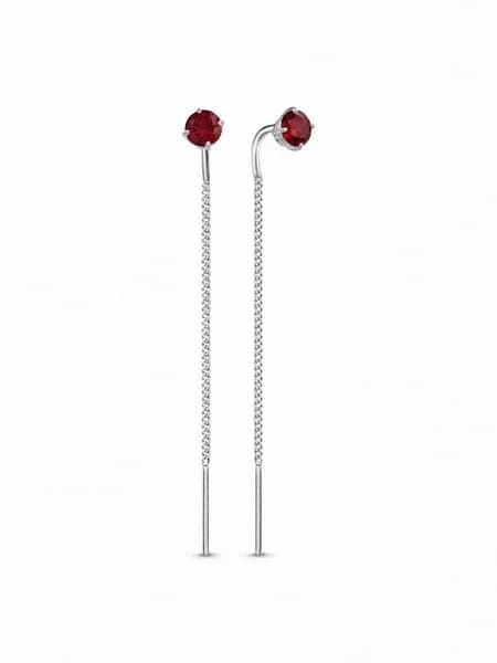 Jewelry Valley Серьги ювелирные с гранатом, родий, серебро 925 пробы