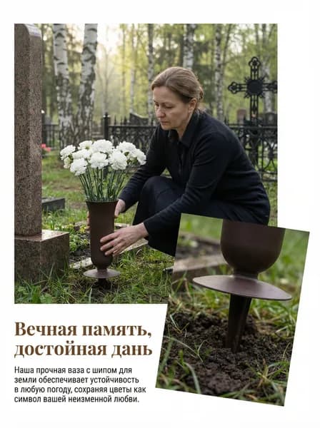 Ваза пластиковая для цветов с колышком под срезку 31.7*12*10.5cm, Черная-XY