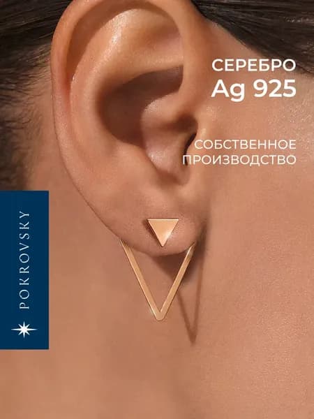 Серьги серебро 925 с позолотой