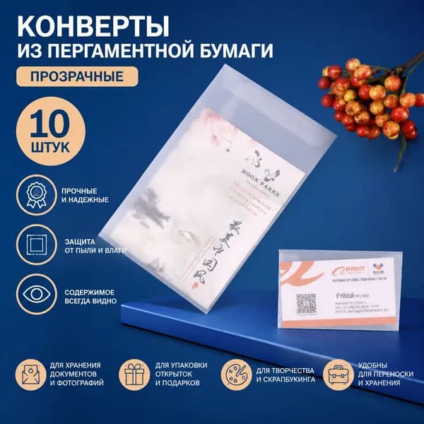 10 шт Пустой прозрачный бумажный конверт из сернокислотной бумаги