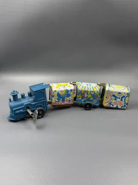 Игрушка - Паровоз с вагонами жестяными "Цирк" заводной Аврора-Тондар СССР с ключом Рабочий!