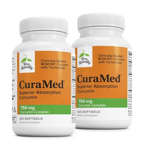 Terry Naturally / EuroPharma CuraMed 750 мг куркумина BCM-95, 120 желатиновых капсул - (2 упаковки)