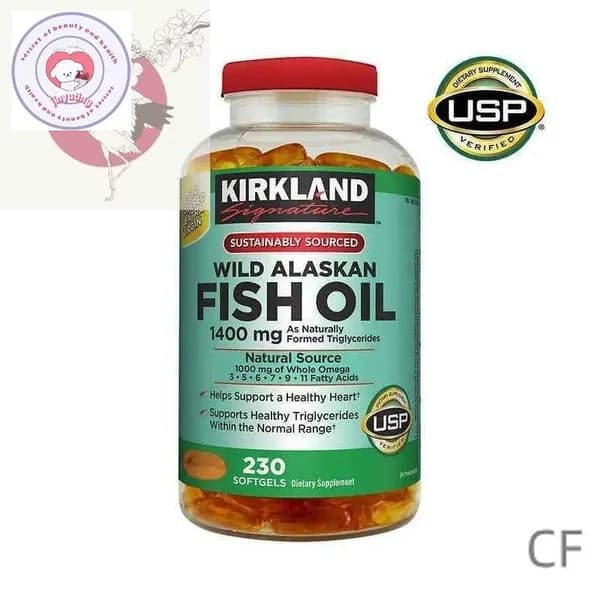 Эксклюзивная диетическая добавка Kirkland Signature с рыбьим жиром дикого аляскинского лосося, 1400 мг Омега 3, 230 капсу