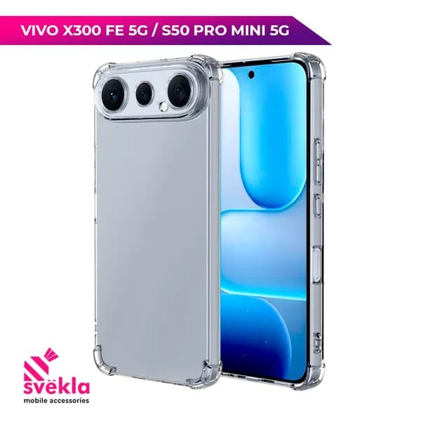 Силиконовый чехол для Vivo X300 FE 5G / S50 Pro mini 5G (Виво Икс 300 ФЕ 5Г / С50 Про Мини 5Г) c усиленными углами Прозрачный Svekla Mix