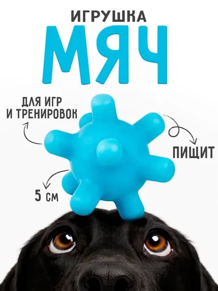 Игрушки для собак / Мячик с пищалкой / Для крупных и мелких пород, 5 см