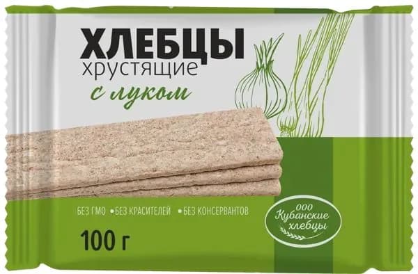 Хлебцы Кубанские традиции: хрустящие хлебцы с луком , г. Краснодар, 100 г.