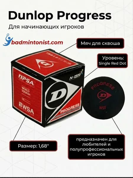 Мяч для сквоша Dunlop Progress Single Red Dot