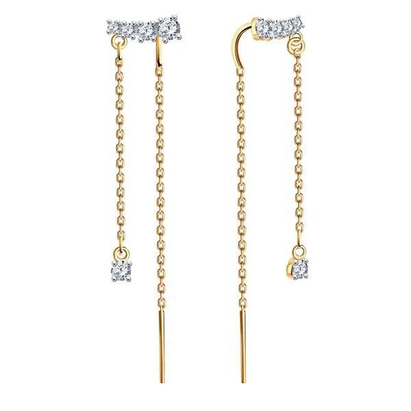 Золотые серьги DIAMANT-ONLINE с цирконием 585 пробы