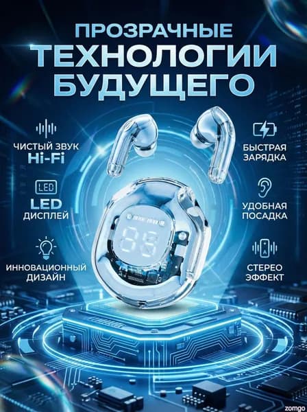 Наушники беспроводные с микрофоном, Bluetooth, USB, синий