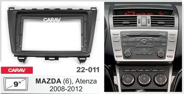 Переходная рамка для андроид магнитолы 9 дюймов на MAZDA (6), Atenza 2008-2012