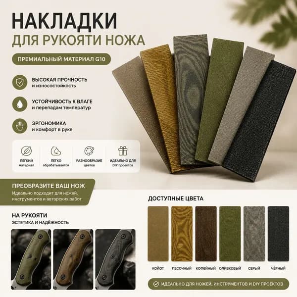 Плита Микарта Micarta из прессованной ткани и эпоксидной смолы, заготовка для рукояток ножей, 7 вариантов расцветки, размер 120 40 8 / 160 50 8 мм, цена за одну пластину