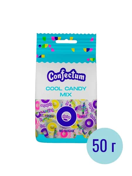 Таблетированная конфета "Confectum Cool Candy" со вкусами: виноград, клубника, ананас, 50г