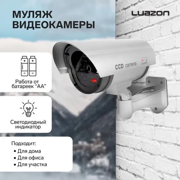 Комплект муляжей уличной видеокамеры Luazon VM-2, две камеры, с индикатором, 2хАА (не в комплекте), серый