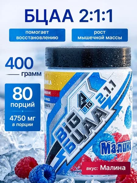 Аминокислоты BCAA 2:1:1 БЦАА BIGSNT, 400 гр, 80 порций