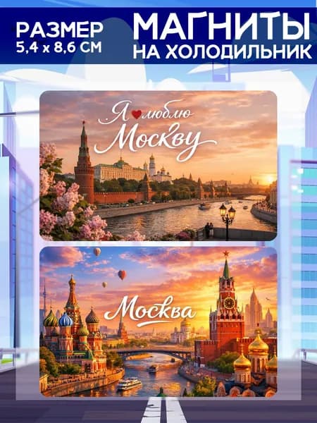 Виниловые магниты Москва. 2 шт размером 5,4*8,6 см.