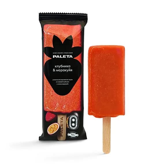 Десерт замороженный Paleta мороженое-смузи "Клубника и маракуйя", 70г