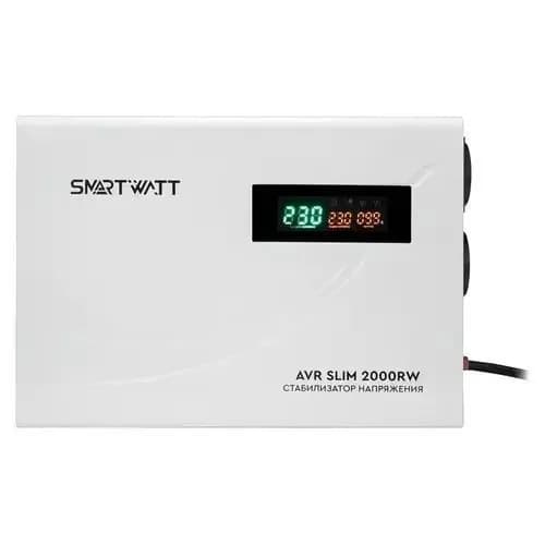Стабилизатор напряжения 220в SMARTWATT AVR SLIM 2000RW (100W - 260W, 2000VA, 2 кВт, 50 Гц, розеток - 2, LED-дисплей, релейный, Настенный)