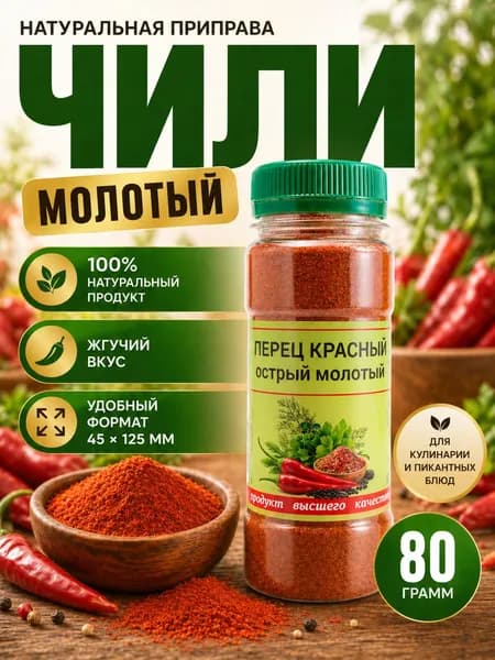Перец красный молотый острый, жгучий 80 гр