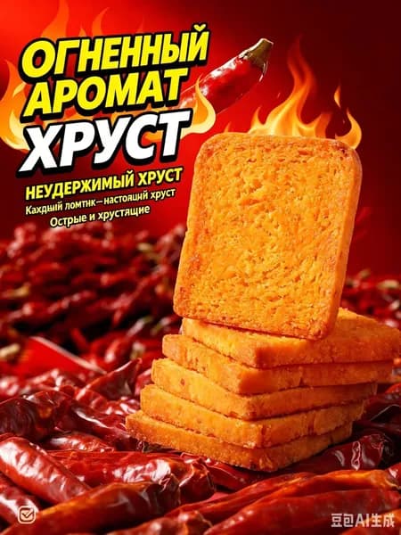 Хрустящие острые гренки из пшеничного хлеба, экстра-острые сухарики, 360 г (15 упаковок, 45 ломтиков), закуска к пиву