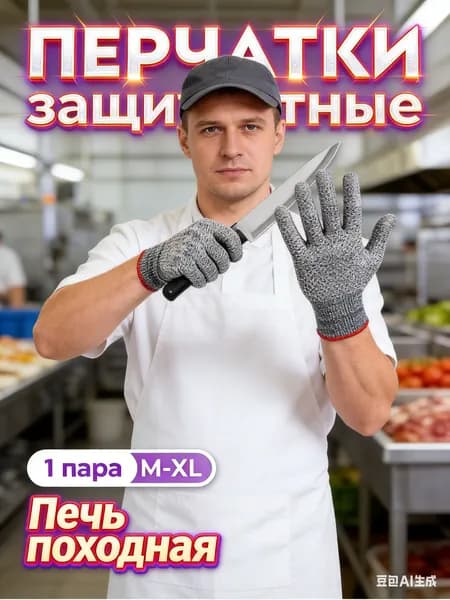 Перчатки защитные от порезов, многоцелевые рабочие перчатки для кухни и производства, комплект 2 пары