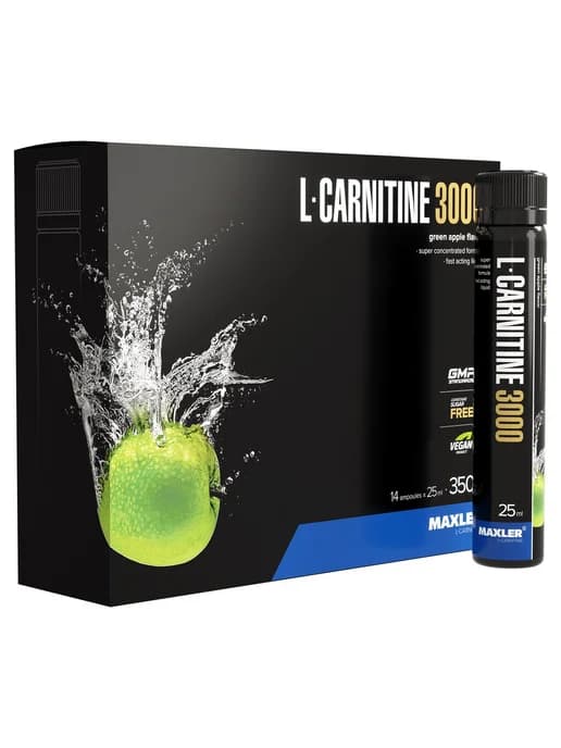 L-карнитин L-Carnitine 3000 - 14 ампул 25 мл Зеленое яблоко