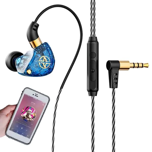 Наушники проводные с микрофоном X6, Bluetooth, 3.5 мм, синий